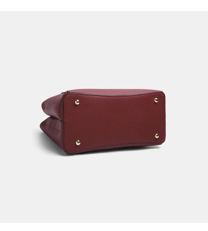 Middle-aged Lady Soft Cowhide Vertical Ladder Handbag