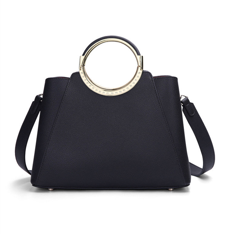 Middle-aged Lady Soft Cowhide Vertical Ladder Handbag
