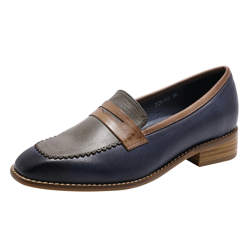 Retro English Style Small Leather Shoes, Flat Heel