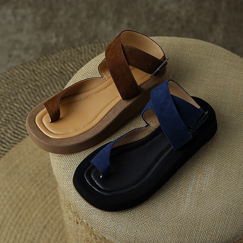 Women's Casual Round Toe Mid Heel Sandals Platform Shoes