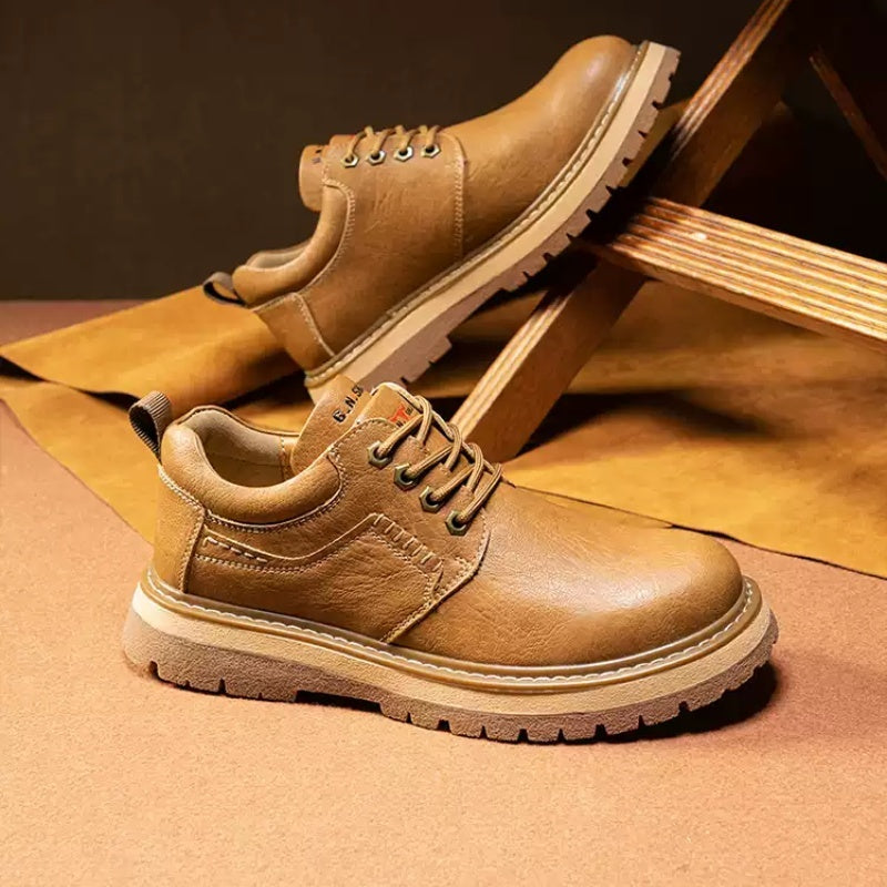 Men's Vintage Casual Leather Shoes, Lace-Up, Durable