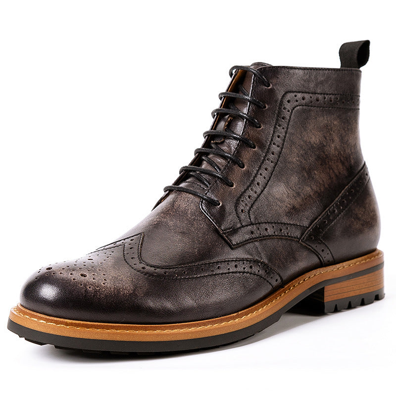 Men's Casual Round Toe Martin Boots | Cowhide Leather