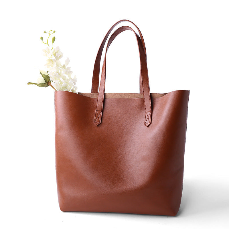 Large Cowhide Leather Women’s Single Shoulder Tote