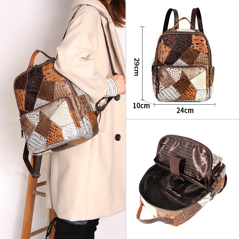 Women’s Large Cowhide Geometric Backpack, 14-Inch