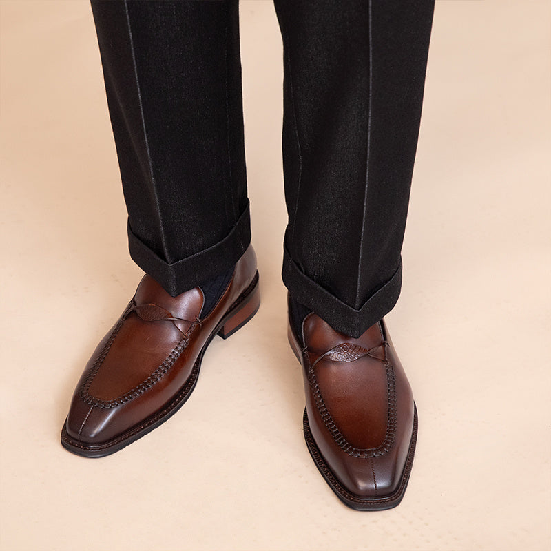 Men’s Spring & Autumn Leather Shoes, Square Toe