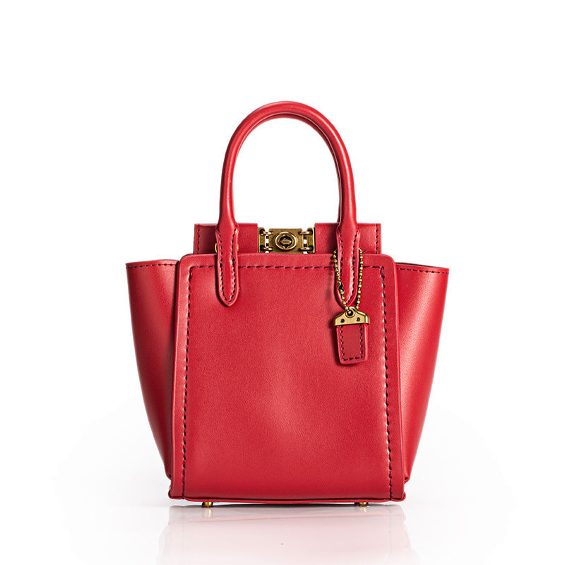 Cowhide Stitching Mommy Tote Bag - Genuine Leather