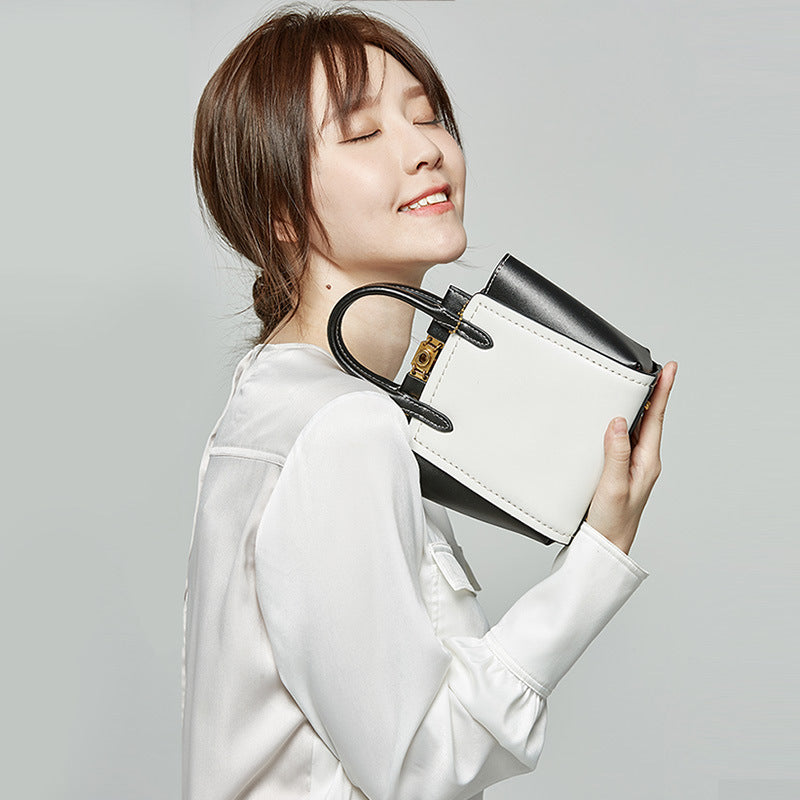 Cowhide Stitching Mommy Tote Bag - Genuine Leather