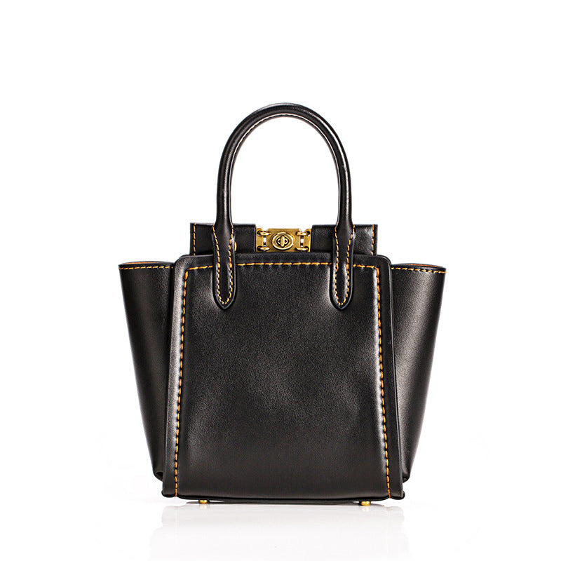 Cowhide Stitching Mommy Tote Bag - Genuine Leather