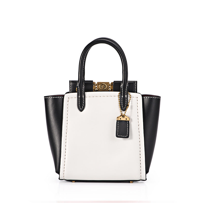 Cowhide Stitching Mommy Tote Bag - Genuine Leather