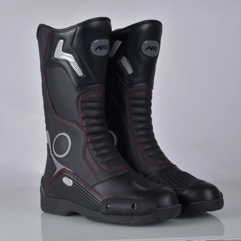Men's Waterproof Leather Motorcycling Boots - Durable Grip