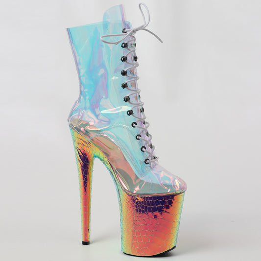 Super High Heel Pole Dance Short Boots - Side Zipper