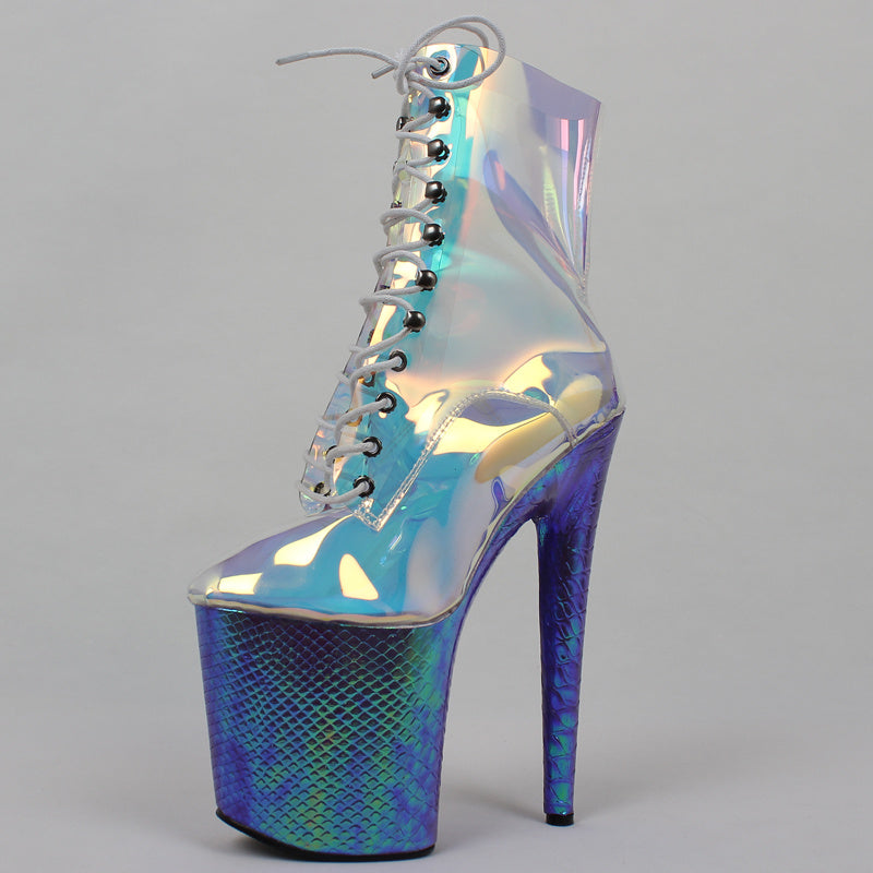 Super High Heel Pole Dance Short Boots - Side Zipper