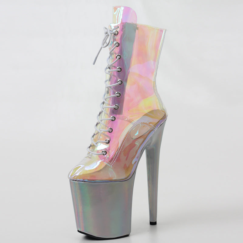 Super High Heel Pole Dance Short Boots - Side Zipper