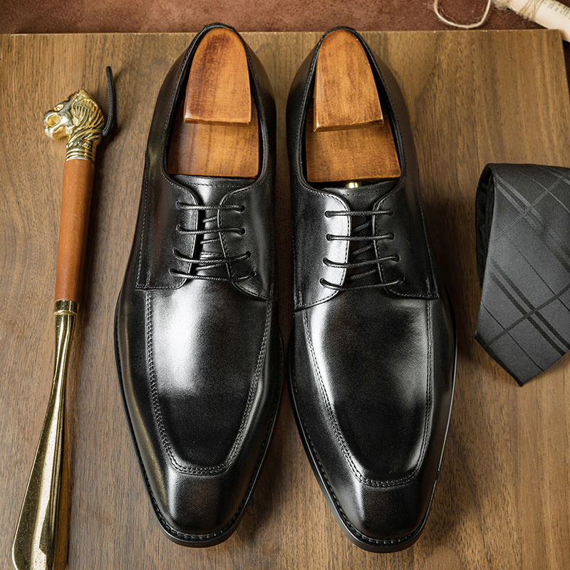 Men’s British Style Handmade Pointed Leather Shoes