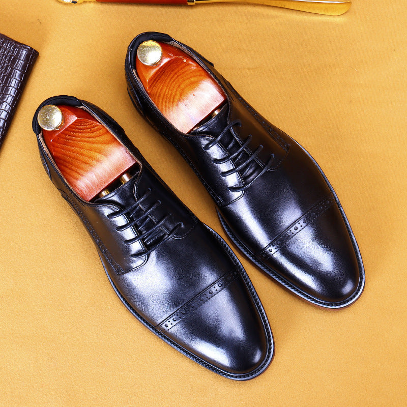 Men’s British Retro Brogue Business Leather Shoes