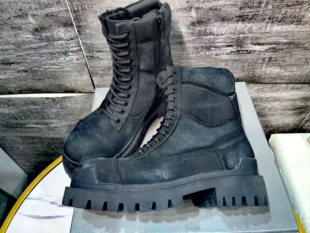 Men's Round Toe Mid-Calf Canvas Dr Martens Boots