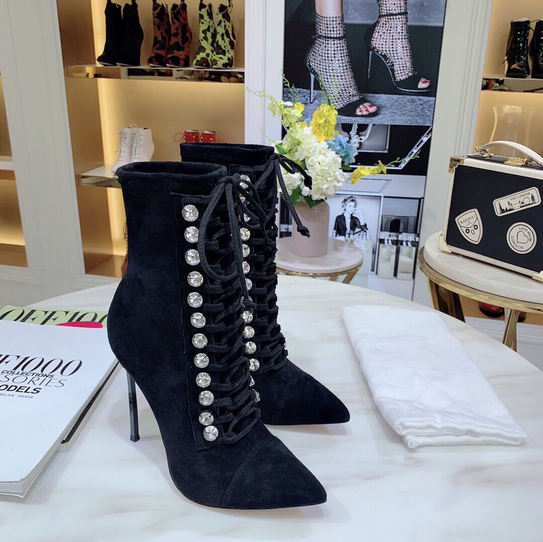 Net Red Thin High Heel Strap Boots - Autumn Winter