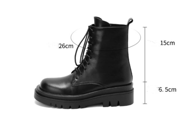Wool Fur Sheepskin Martin Boots with Side Zipper