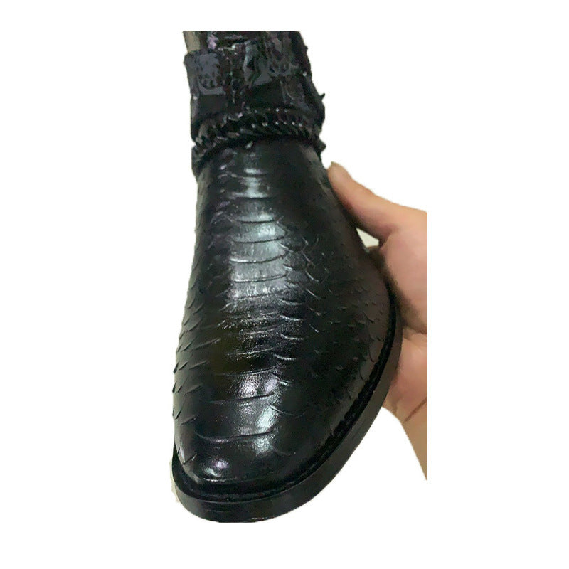 Men's Leather Chelsea Boots | Serpentine Pointed Toe