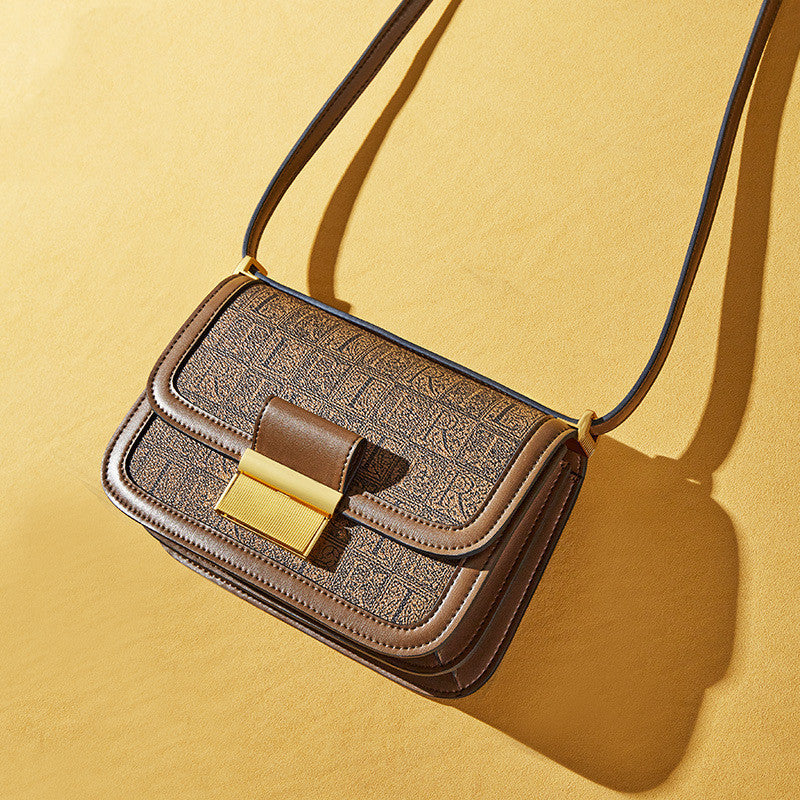 Retro Brown PU One-Shoulder Messenger Tofu Bag