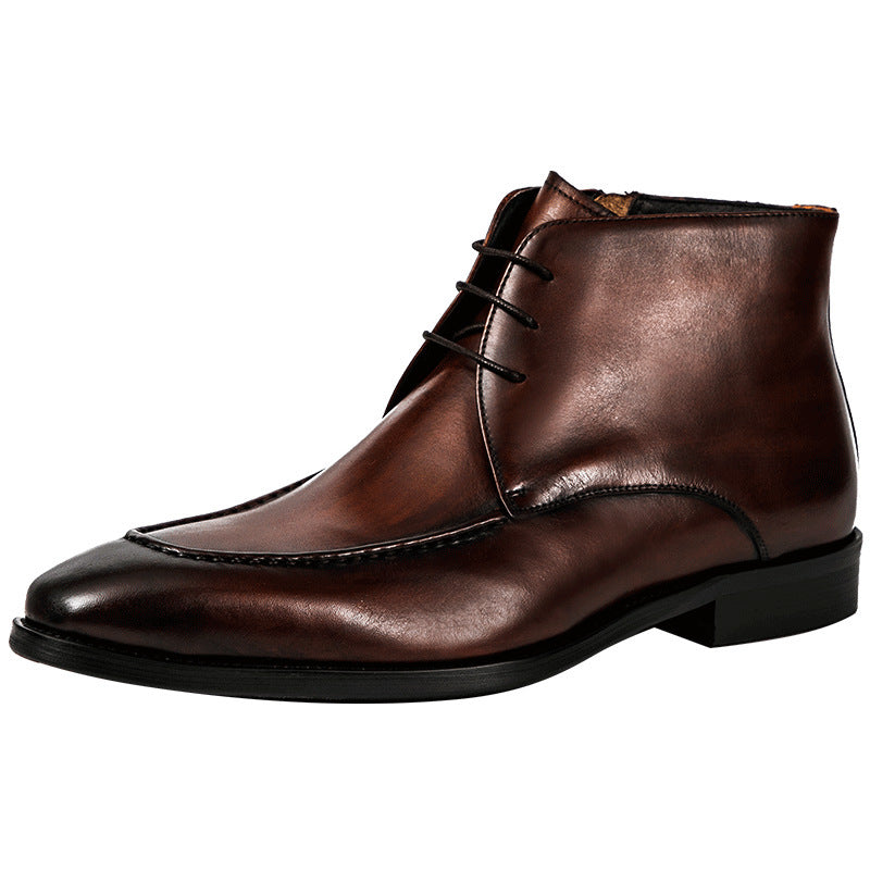 British Men's Retro Waxed Leather Martin Boots