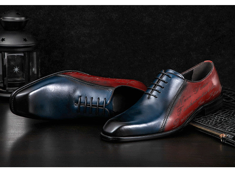 Plus Size Men’s Leather Colorblock Oxford Shoes