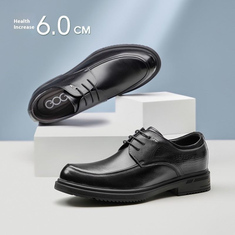 Men’s Height Increasing Cowhide Leather Derby Shoes