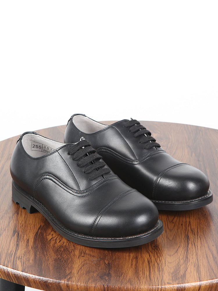 Men's Three Connector Lace-Up Leather Shoes Black