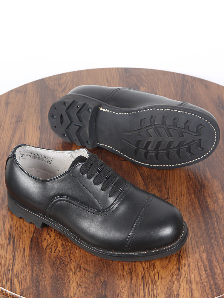 Men's Three Connector Lace-Up Leather Shoes Black
