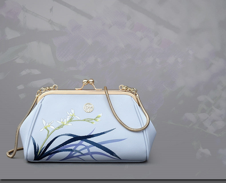 Exquisite Ladies Leather Shoulder Bag in Light Blue