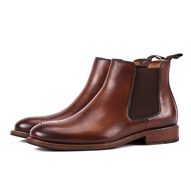 Leather Casual Short Martin Boots | Cowhide, Rubber Sole