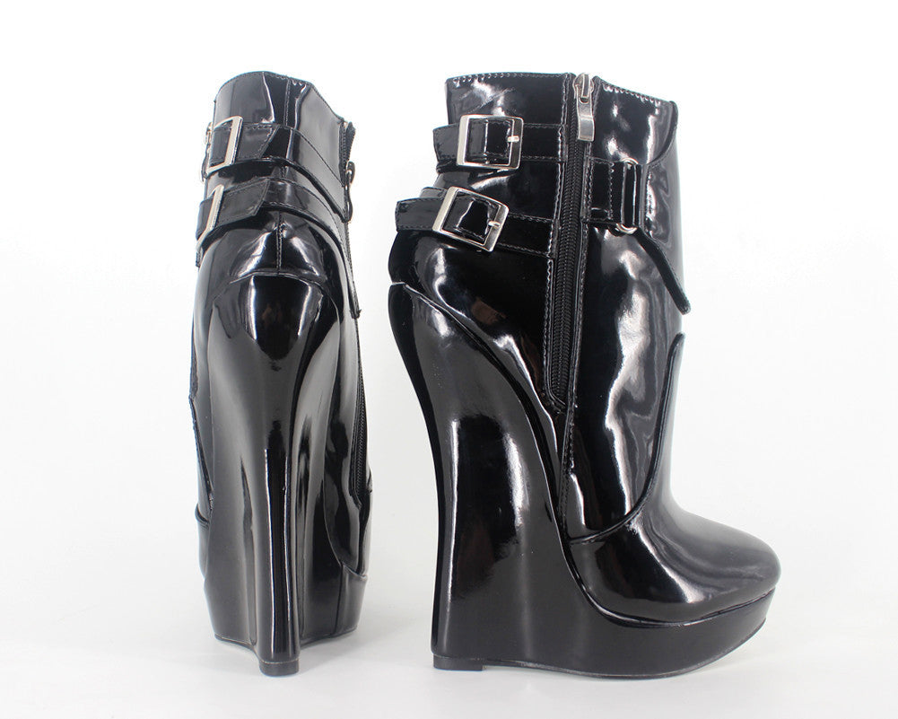 18cm Waterproof Platform Large Size Black Heels