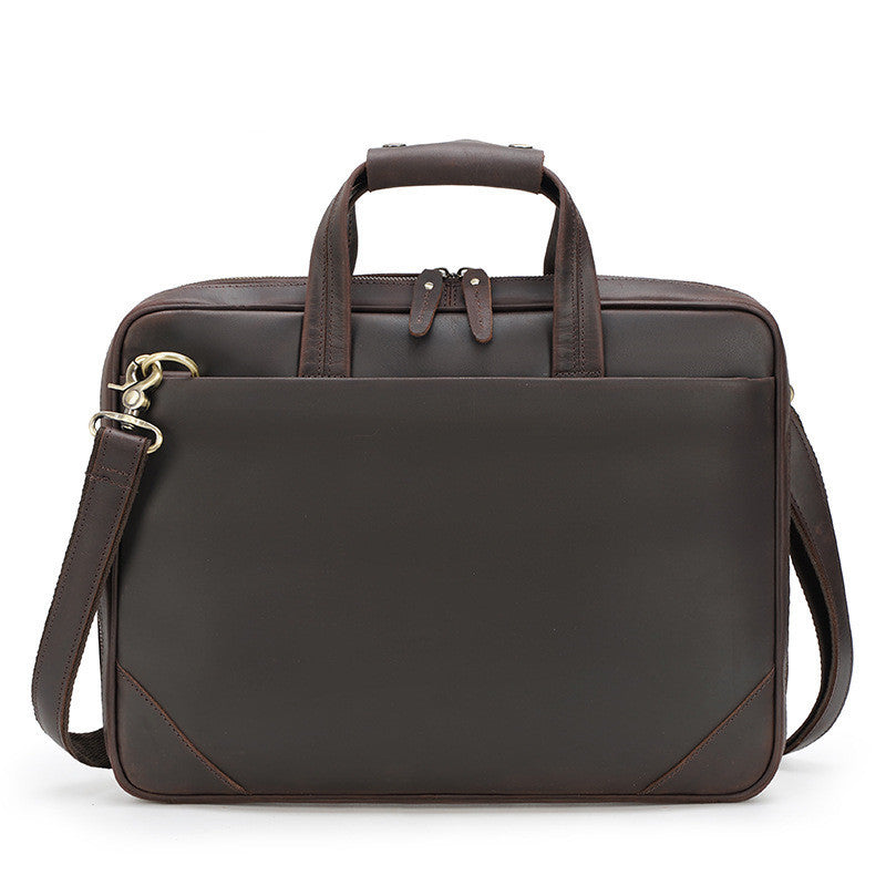 New Retro Crazy Horse Leather Briefcase Men's Ultra-thin Business Handbag