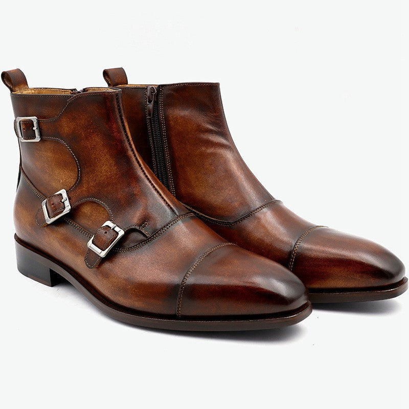 Men's Handmade Leather Breathable Casual Square Toe Shoes