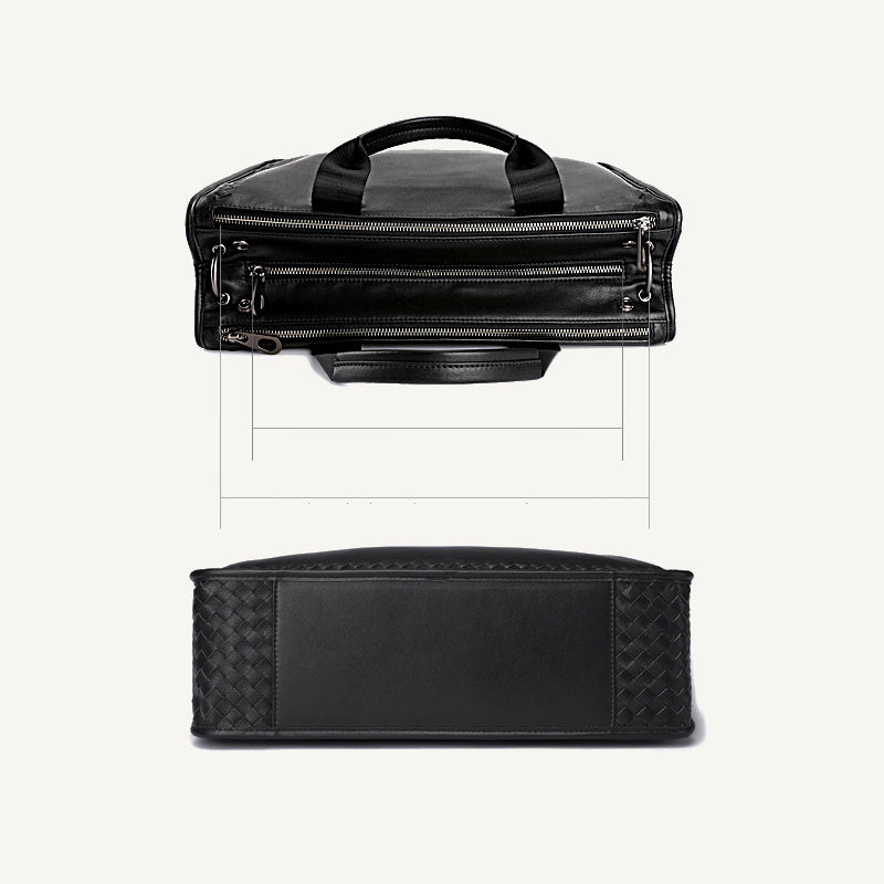 Men's sheepskin woven briefcase