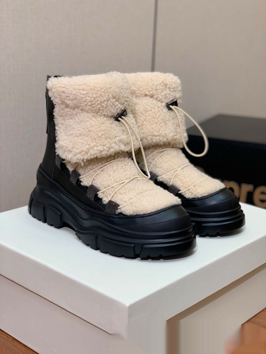 European & American Fur-Lined Winter Ankle Boots
