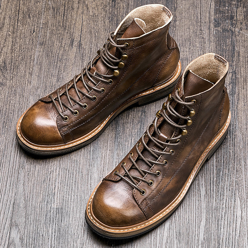 Men's Summer Vintage High Top Leather Martin Boots