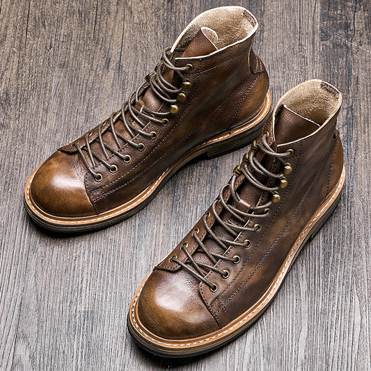 Men's Summer Vintage High Top Leather Martin Boots