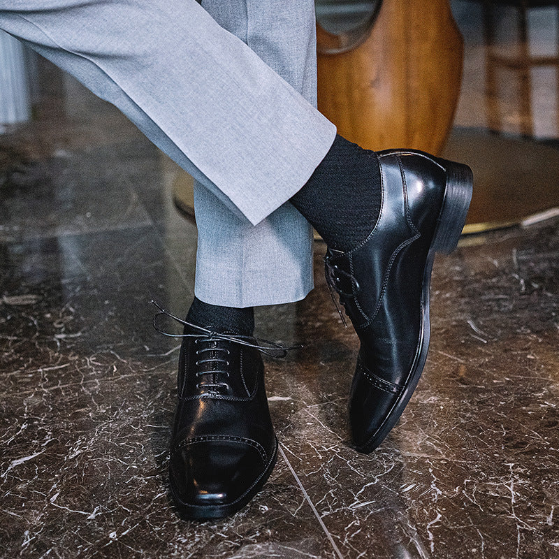 Handmade Men's Breathable Top Layer Cowhide Oxford Shoes