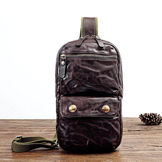 Vegetable Tanned Cow Leather Men’s Chest Bag, Medium
