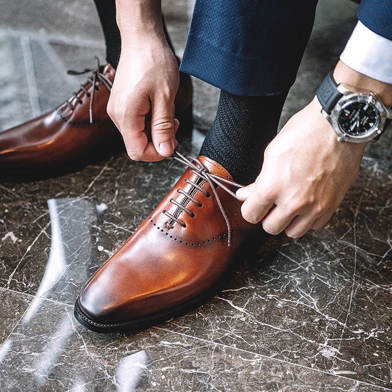 Men's Hand-Polished Cowhide Brogue Oxford Shoes