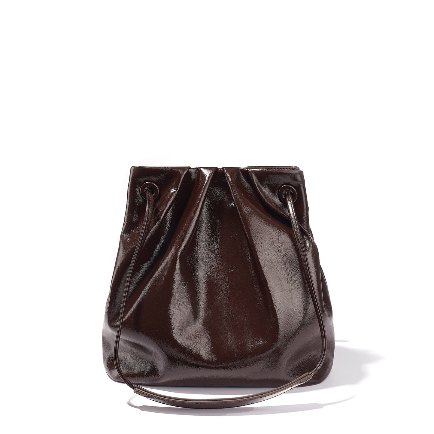 Women's Oil Wax Leather Drawstring Bucket Bag - Multi Color