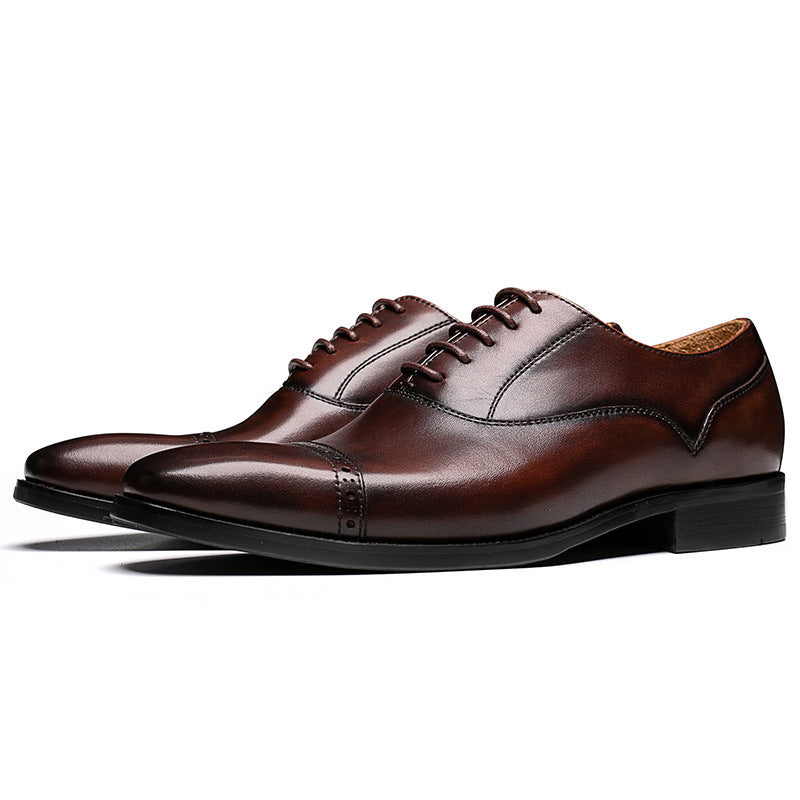 Handmade Men's Breathable Top Layer Cowhide Oxford Shoes