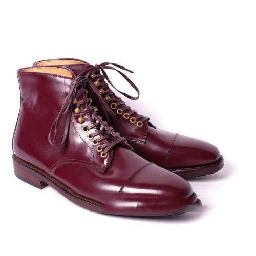Three Joint Gentleman Suit Leather Boots, Tie Wrap