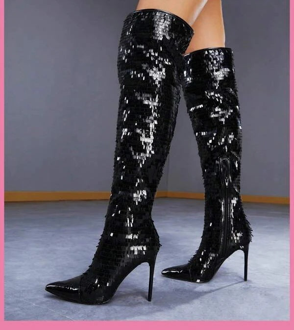 Women’s Fashion Sequin Over-the-Knee Boots