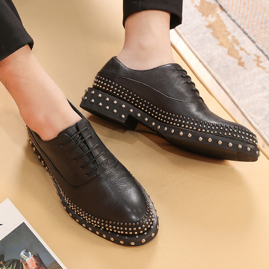 British Men's Business Formal Leather Shoes, Rivet Detail