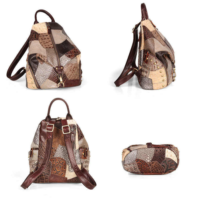 Retro Women's Large-Capacity Leather Backpack
