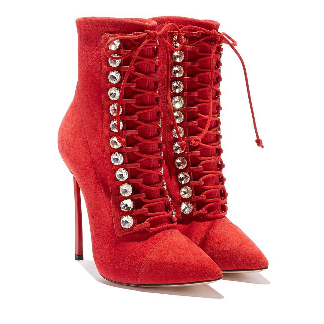 Net Red Thin High Heel Strap Boots - Autumn Winter