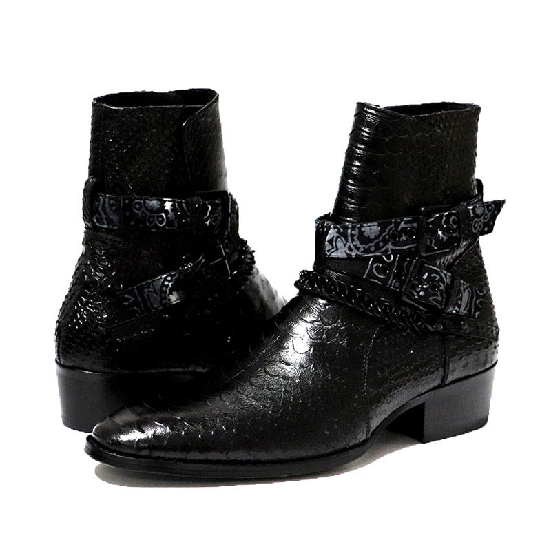 Men's Leather Chelsea Boots | Serpentine Pointed Toe
