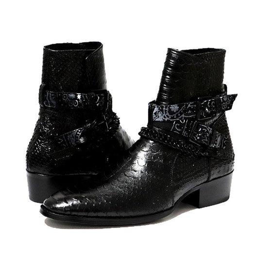 Men's Leather Chelsea Boots | Serpentine Pointed Toe